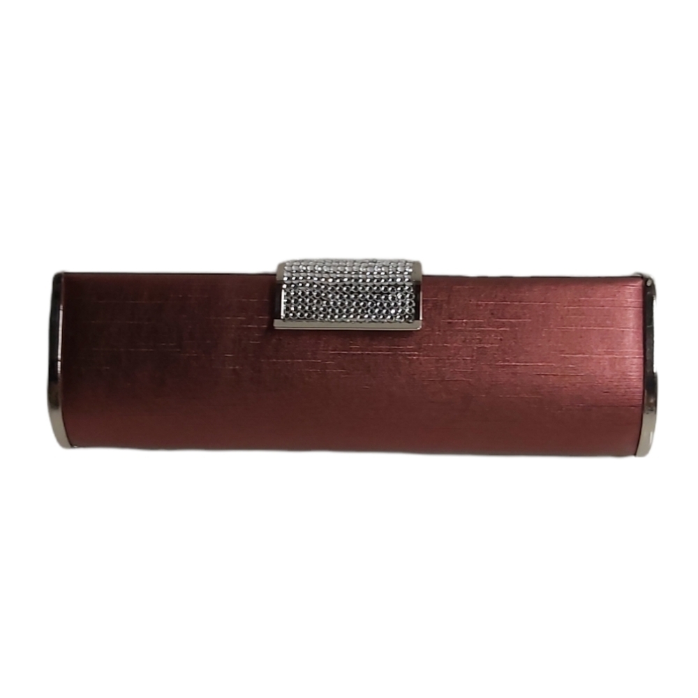 Shiny Maroon Clutch Purse with Rhinestone Clasp